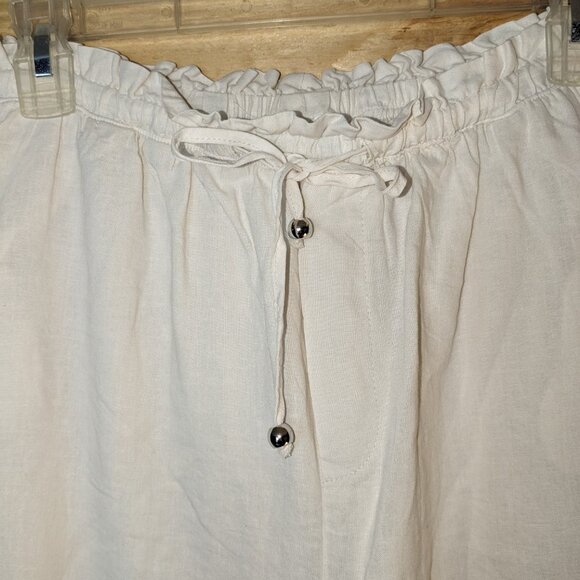 WEEKEND LA Arlo Linen Pants Womens Large Cream White Lounge Pockets Neutral Cozy - Picture 4 of 15